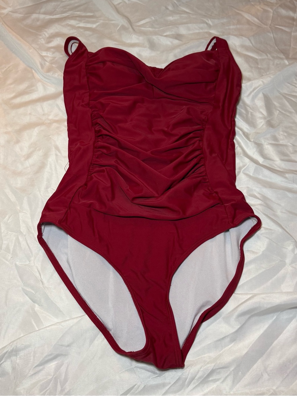 Ruched Red One-Piece Swimsuit - Women's Classic Tank